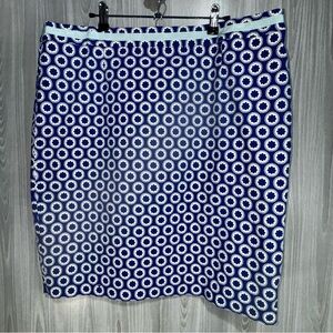 Boden‎ Geo Circle Print Blue Aline Pencil Skirt Women’s Size 16 R New
